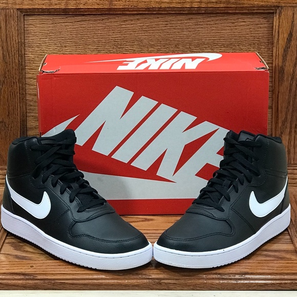 nike ebernon mid black and white